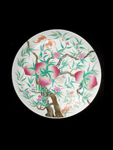 A large famille rose 'peach' dish 19th century