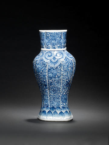 A blue and white moulded wall vase Kangxi