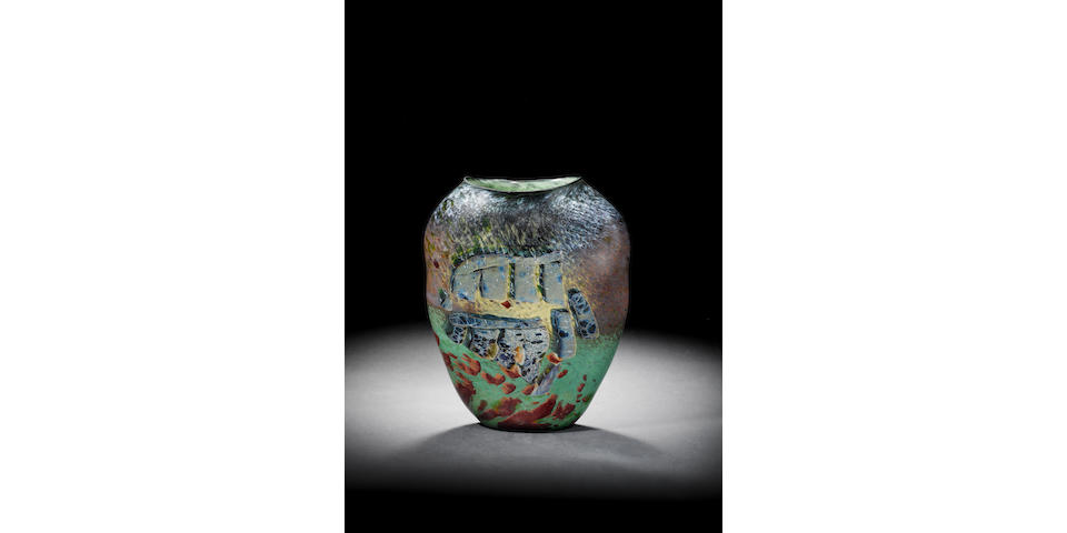 William Morris (American, born 1957) 'Stonehenge' a blown glass sculptural Vase, 1984