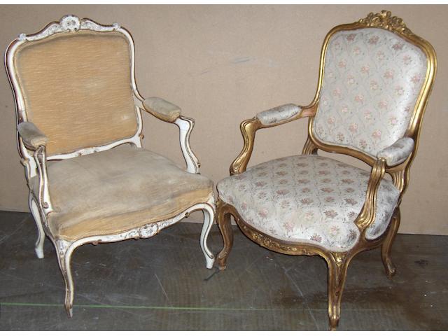 Two Louis XV style fauteuils,