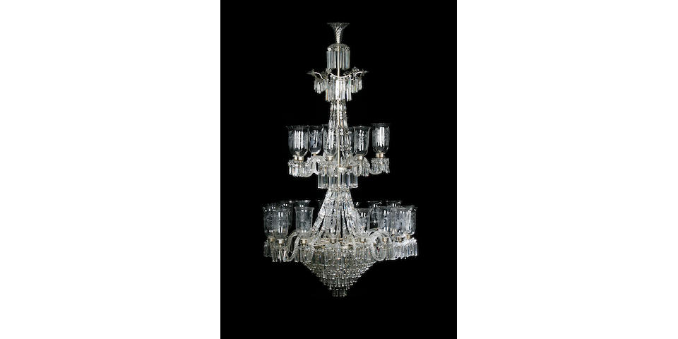 A very large and impressive twenty four light cut glass chandelier by Val Saint Lambert