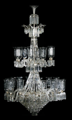 A very large and impressive twenty four light cut glass chandelier by Val Saint Lambert