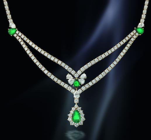 Bonhams : An emerald and diamond necklace, by Bagués,