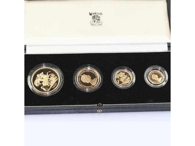 Elizabeth II: A Royal Mint proof set, &#163;5 to half sovereign, 1982, cased.
