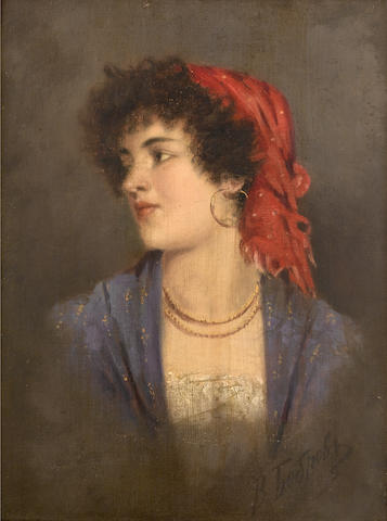 Viktor Alekseevich Bobrov (Russian, 1842-1918) Portrait of a gypsy beauty