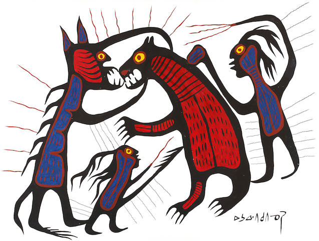 Norval Morrisseau, RCA (Canadian, 1932-2007) Untitled (Sacred Bear and Spirits)