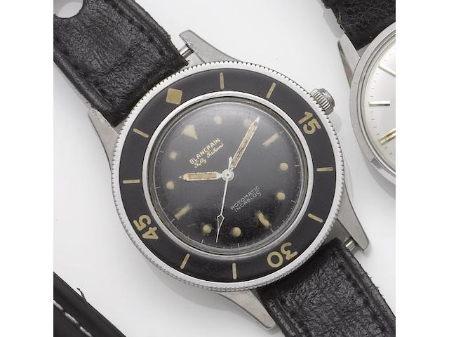 Blancpain. A stainless steel centre seconds wristwatchRotomatic Incabloc, Fifty Fathoms, 1960's