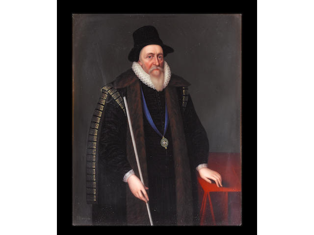 Henry Bone, R.A. (British, 1755-1834) Thomas Sackville, 1st Earl of Dorset (1536-1608), wearing tall
