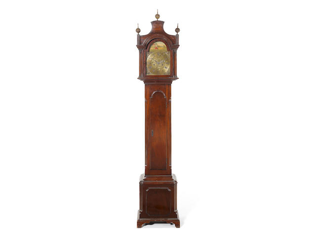 An early 20th century miniature mahogany longcase clock with automata Unsigned