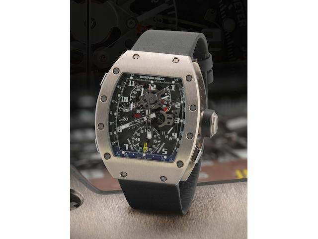 Richard Mille. A fine and very rare titanium manual wind chronograph rattrapante wristwatch with 60 hours of power reserveRM004-V2, Case no. AF Ti/103, Made in 2008
