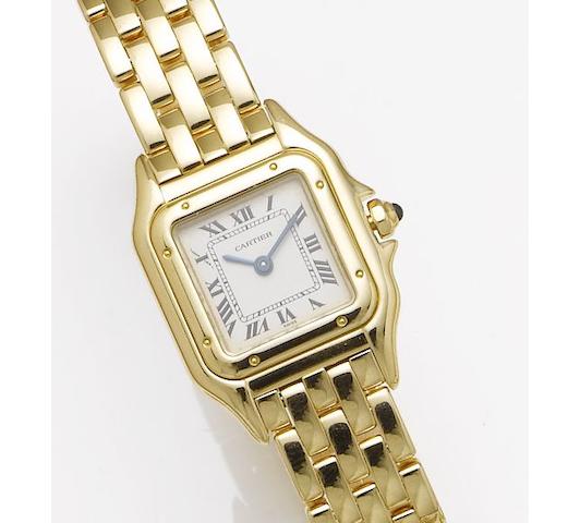 Cartier. A lady's 18ct gold bracelet watchPanther, 1990's