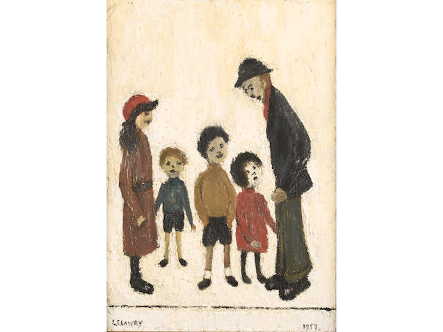 Laurence Stephen Lowry, R.A. (British, 1887-1976) Asking for Pocket Money 28 x 20 cm. (11 x 8 in.)