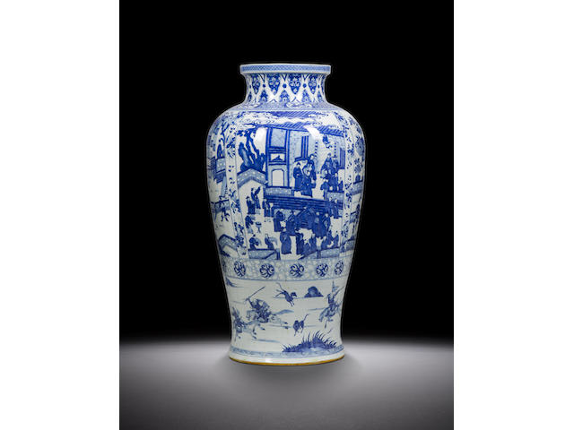 A blue and white 'soldier' vase Kangxi
