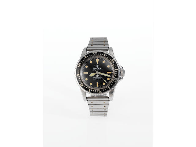 Rolex. A rare stainless steel automatic centre seconds Royal Navy Military Issue divers watchSubmariner, Ref:5513, Case No.3927239, Made in 1972, Issued in 1975