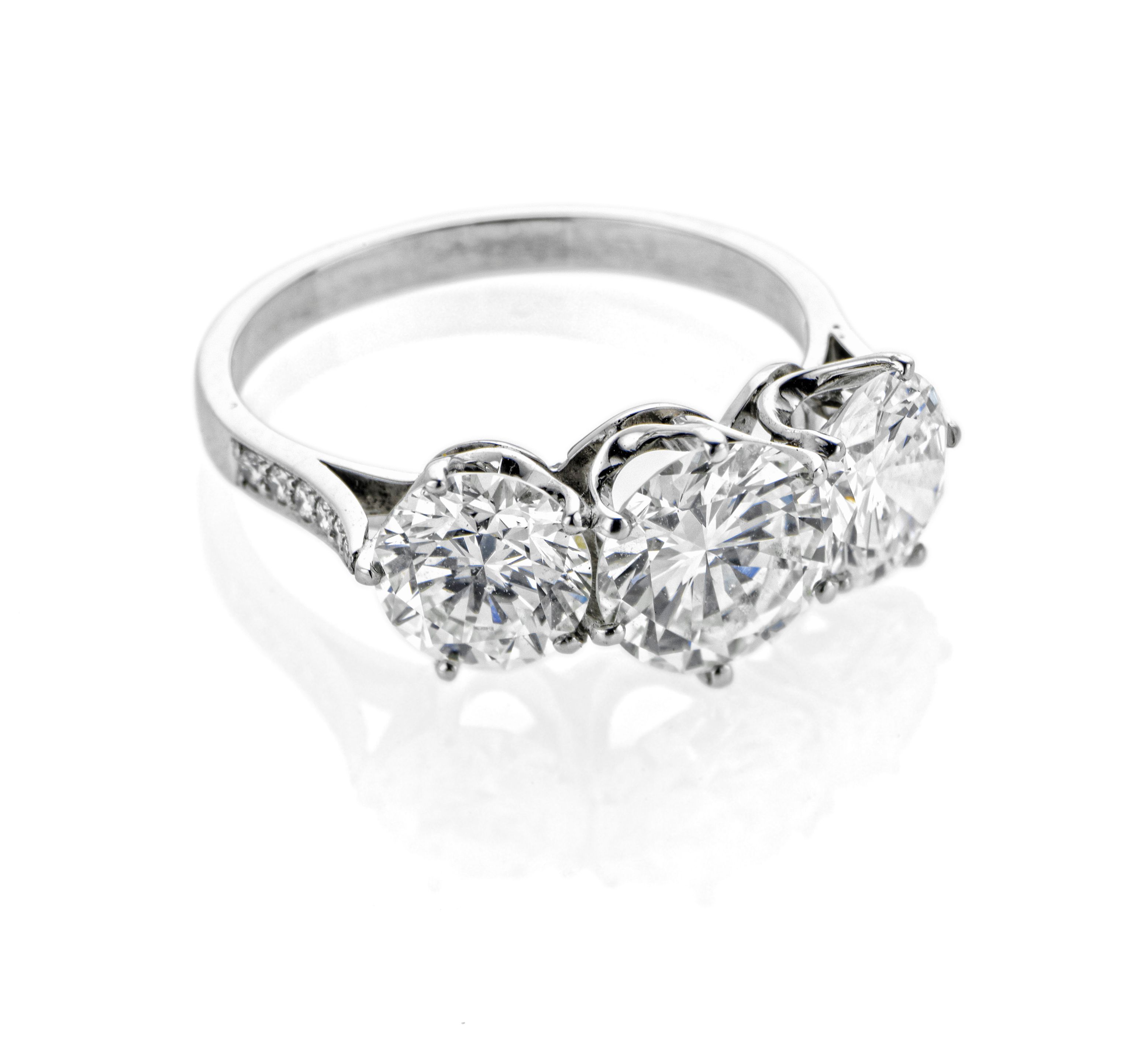 A diamond three-stone ring