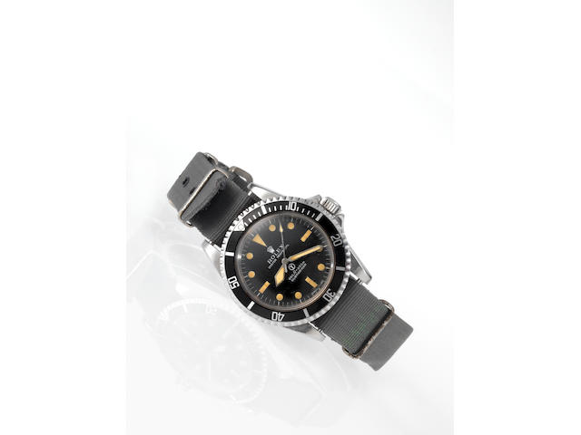 Rolex. A rare and historically interesting stainless steel automatic centre seconds Royal Navy Military Issue wristwatch with photographic records relating to the Falklands WarSubmariner, Ref:5513, Case No.2940826, Made in 1970, Issued in 1972