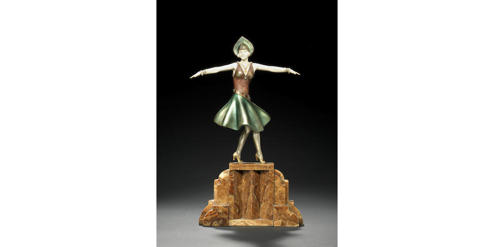 Demetre Chiparus 'Hungarian Dancer' a large carved ivory and cold-painted bronze Figure, circa 1925