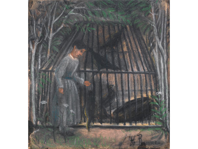 Henri Rousseau, Le Douanier (French, 1844-1910) 'Jeune fille &#224; la Voli&#232;re' 9 3/4 x 9 1/8in (24.7 x 23.2cm)