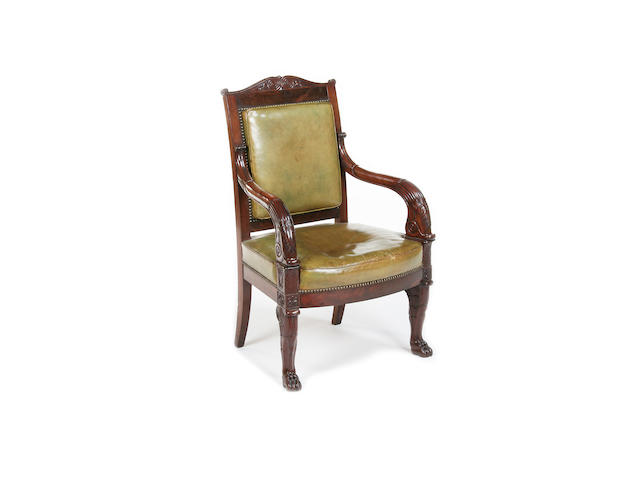 A fine Empire mahogany fauteuil