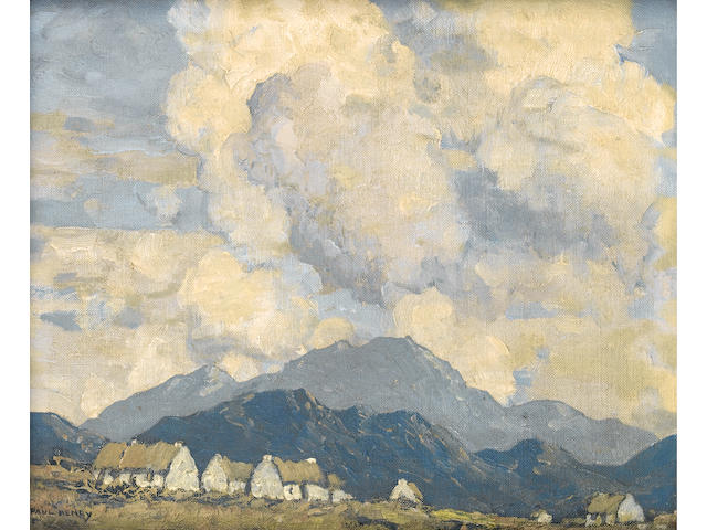 Paul Henry R.H.A. (1876-1958) A village in the mountains 24.5 x 30 cm. (9 3/4 x 11 3/4 in.)