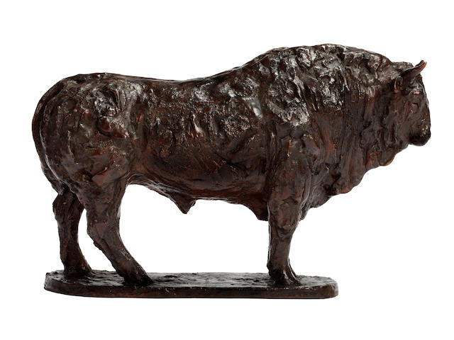 A 20th century bronze figure of a bull,