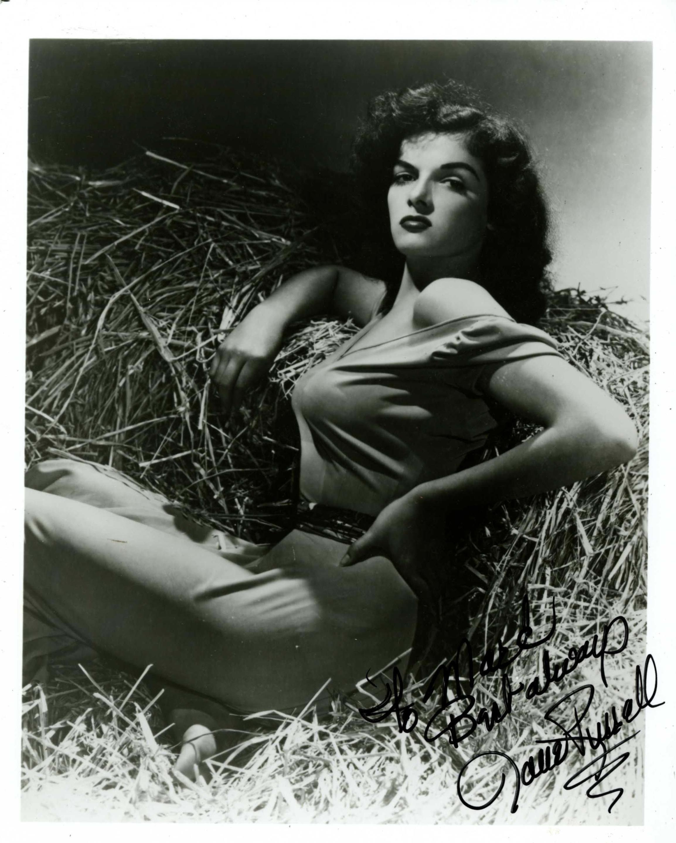 Four autographed promotional photographs of Jane Russell. 