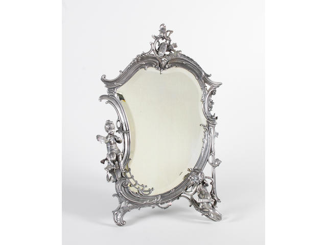 A 20th century, W.M.F. style, cast metal dressing table mirror