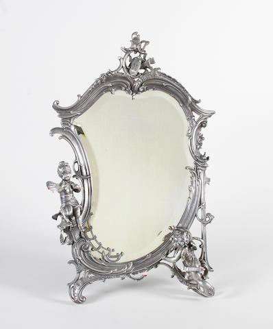 A cast metal dressing table mirror in the W.M.F. style, 20th century