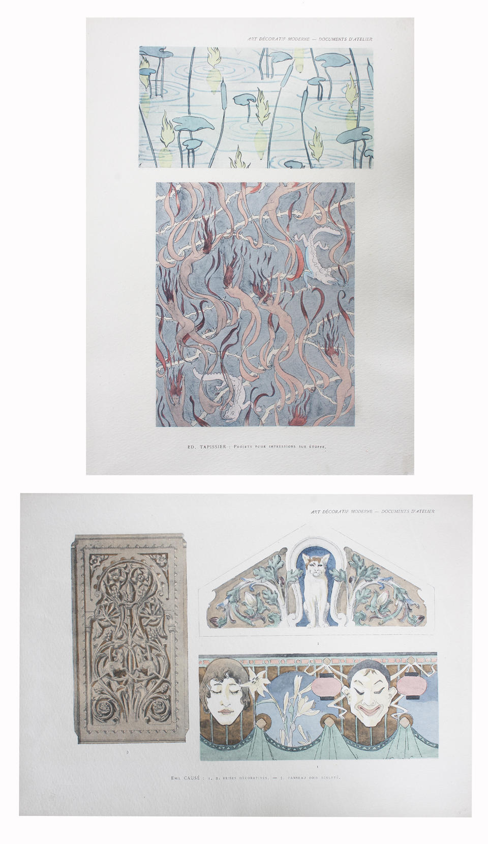 A group of five French Art Nouveau style designs, 'Art Decoratif Moderne...'