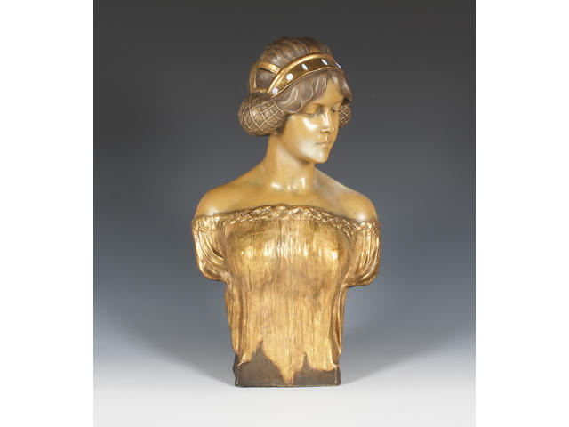 A Goldscheider terracotta bust of a young woman Circa 1900.
