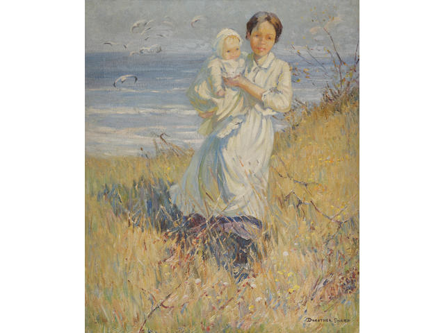 Dorothea Sharp (British, 1874-1955) Mother and child on the coast 76 x 63.5 cm. (30 x 25 in.)