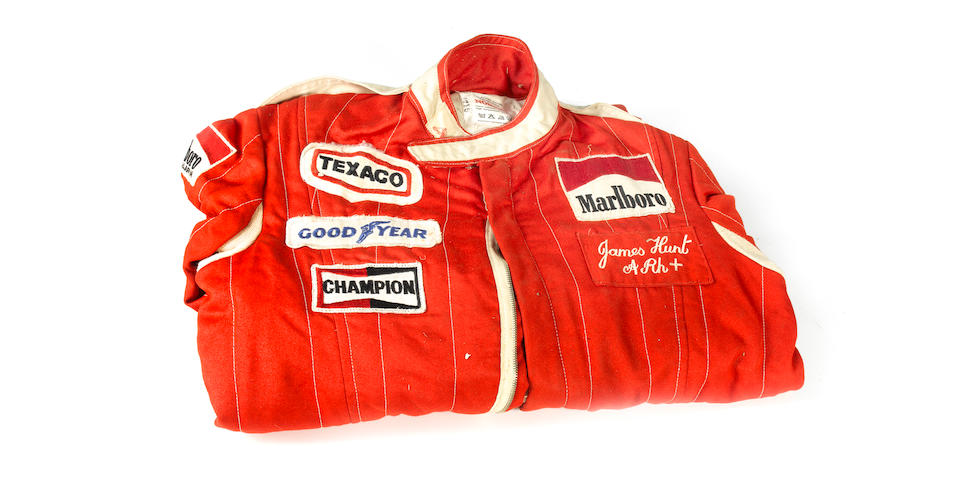 A pair of James Hunt's overalls, used during the 1976 World Championship winning season,