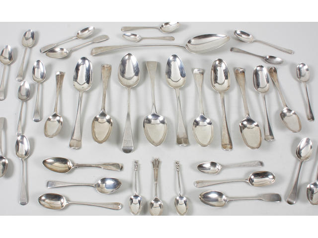 A collection of 18th to 20th century silver spoons