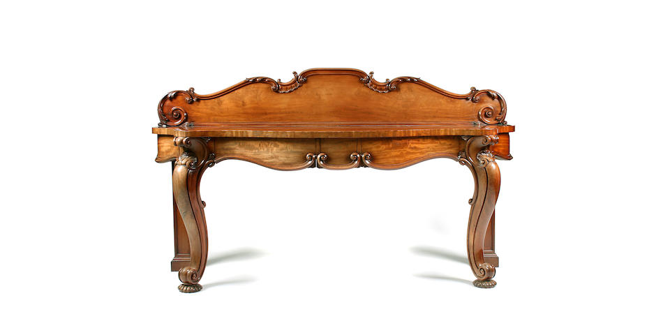 A Gillows of Lancaster William IV mahogany serpentine serving table