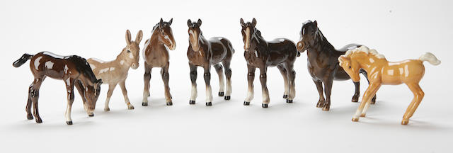 A collection of seven Beswick figures of equine interest