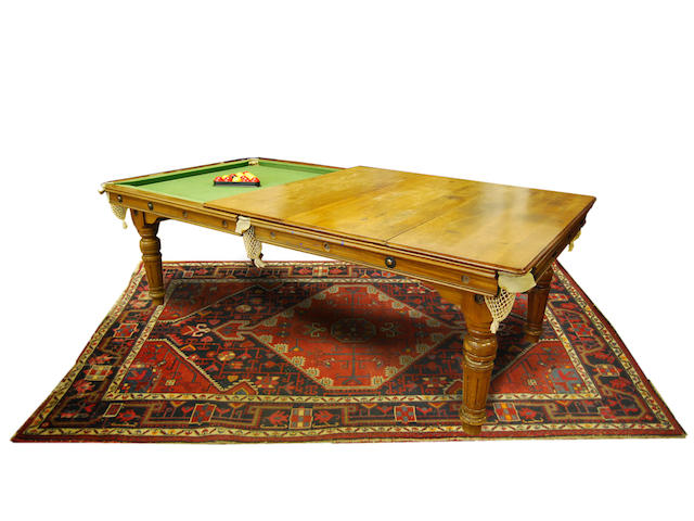 An E. J. Riley 7ft slate bed mahogany-framed snooker and dining table