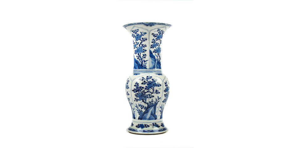 A blue and white yen-yen vase, possibly Kangxi
