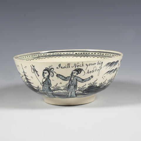 A creamware bowl Dated 1778.