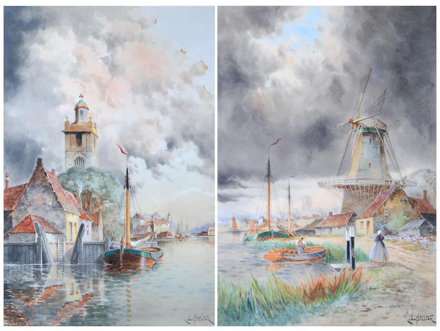 Louis van Staaten (Dutch, 1836-1909) "Amsterdam" and "Papendrecht", a pair,
