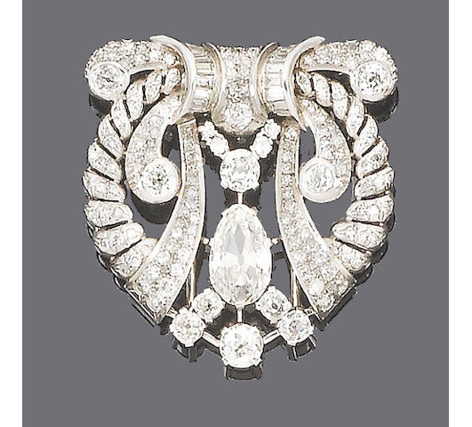 A diamond clip brooch,