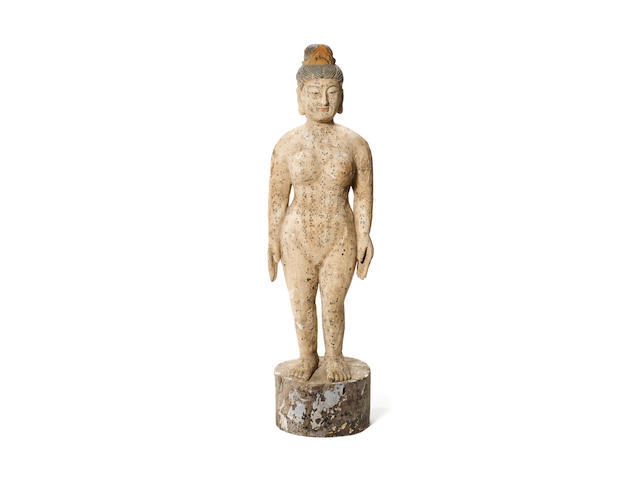 A carved and painted acupuncturist's figure, Chinese, 19th century,