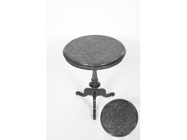 A scarce late 19th century New Zealand specimen wood pedestal 'card' table in the Seuffert style