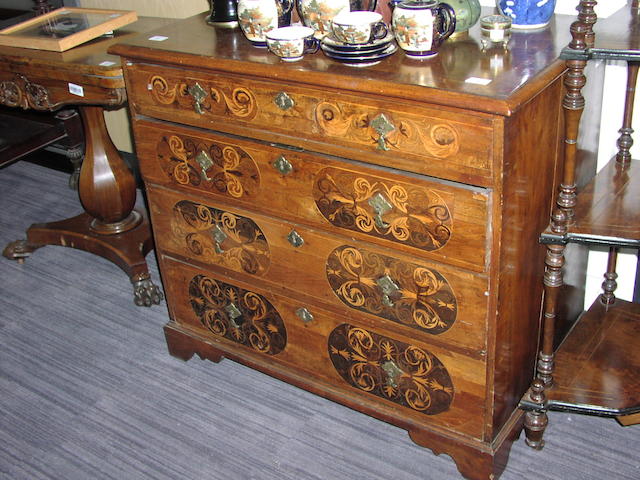 A walnut and marquetry chest