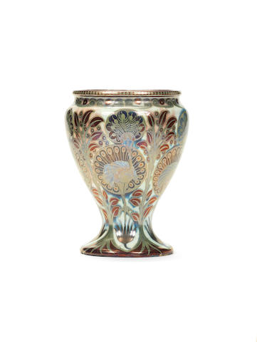 William De Morgan 'Peacocks' a rare large lustre Vase, circa 1890