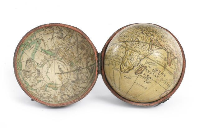 A George Adams 2 3/4-inch pocket globe, English, circa 1770,