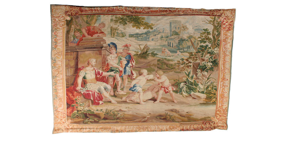 A late 18th century Brussels pastoral tapestry BY URBAN AND DANIEL III LEYNIERS 254cm x 284cm