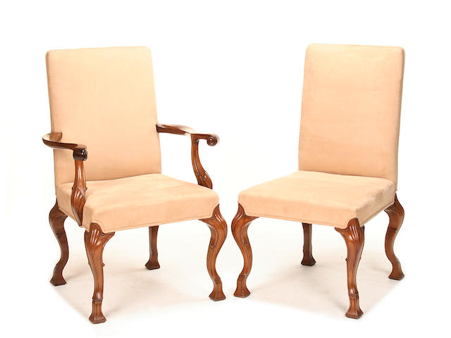 A set of sixteen George I style walnut dining chairs