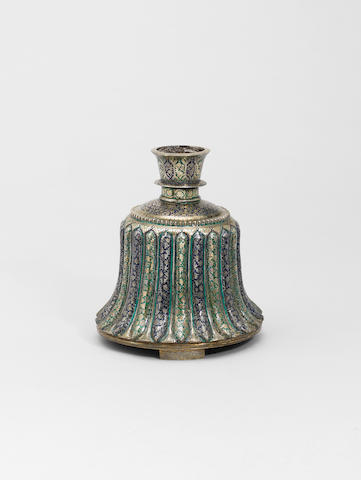 A Lucknow enamelled silver-gilt huqqa Bottle India, 19th Century