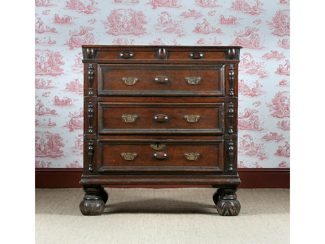 An oak chest of drawers, late 17th Century