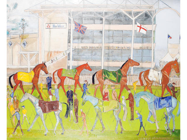 Elie Lambert (French, born 1949) The Rowley Mile Grandstand, Newmarket, in honour of the Queen's 80th Birthday
